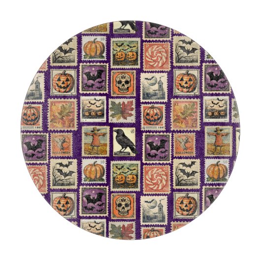 Halloween-Briefmarkenmuster Schneidebrett (Vorderseite)