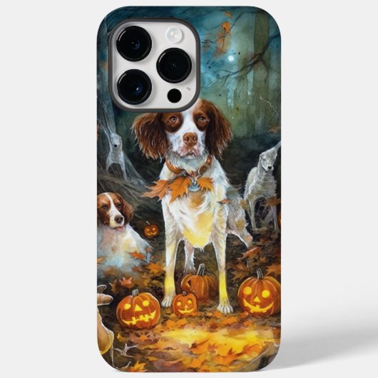 Halloween Brittany Spaniel mit Pumpkins Beängstige Case-Mate iPhone Hülle (Rückseite)