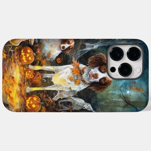 Halloween Brittany Spaniel mit Pumpkins Beängstige Case-Mate iPhone Hülle (Rückseite (Horizontal))