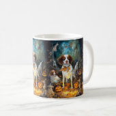 Halloween Brittany Spaniel mit Pumpkins Beängstige Kaffeetasse (VorderseiteRechts)