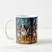 Halloween Brittany Spaniel mit Pumpkins Beängstige Kaffeetasse (Links)