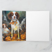 Halloween Brittany Spaniel mit Pumpkins Beängstige Karte (Innenseite)
