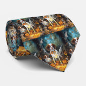 Halloween Brittany Spaniel mit Pumpkins Beängstige Krawatte (Gerollt)