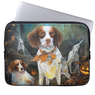 Halloween Brittany Spaniel mit Pumpkins Beängstige Laptopschutzhülle