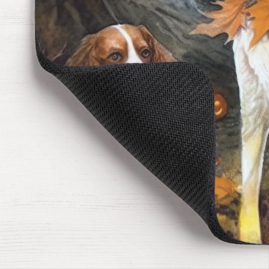 Halloween Brittany Spaniel mit Pumpkins Beängstige Mousepad (Ecke)
