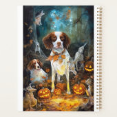 Halloween Brittany Spaniel mit Pumpkins Beängstige Planer (Rückseite)