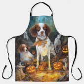 Halloween Brittany Spaniel mit Pumpkins Beängstige Schürze (Vorderseite)