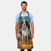 Halloween Brittany Spaniel mit Pumpkins Beängstige Schürze (Getragen)