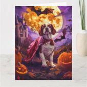 Halloween Brittany Spaniel Vampir Kürbisse Gruseli Karte (Vorderseite)