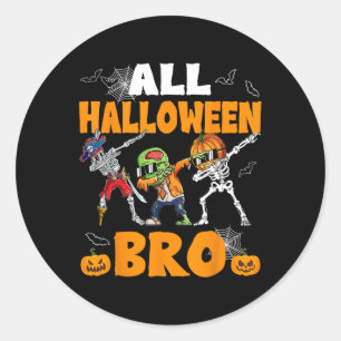 Halloween Bro Dabbing Skeleton Kürbislaterne Boys Runder Aufkleber