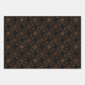 Halloween Brocade Spider Web Spooky Pumpkin Black Geschenkpapier Set (Vorderseite)