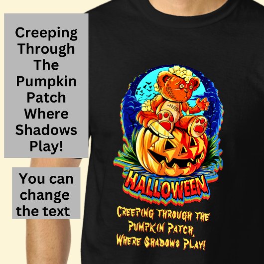 Halloween Broken Teddy Bären Knife Pumpkin Barks T-Shirt