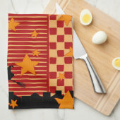 Halloween Broom Ride Over Starry City Tea Towel Geschirrtuch (Viertel Falte)