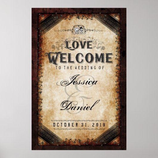 Halloween Brown Gothic 24x36 Willkommen bei Hochze Poster (Vorne)
