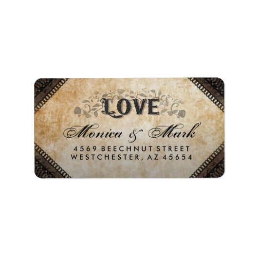 Halloween Brown Gothic LIEBE Hochzeitsadresse Adressaufkleber (Vorne)