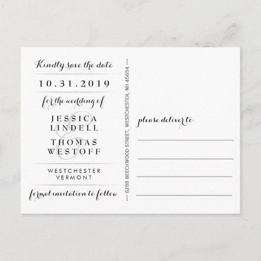 Halloween Brown Gothic LIEBE Rett Date PostCard Ankündigungspostkarte (Rückseite)