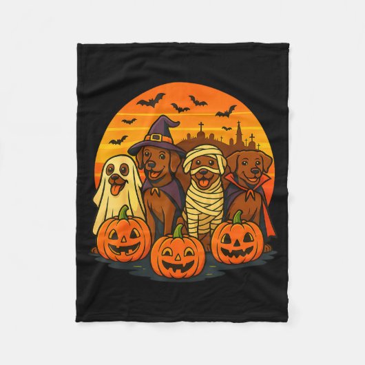 Halloween Brown Labrador Ghost Soky Chocolate Lab Fleecedecke (Vorderseite)