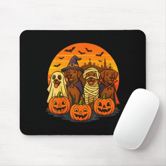 Halloween Brown Labrador Ghost Soky Chocolate Lab  Mousepad (Mit Mouse)