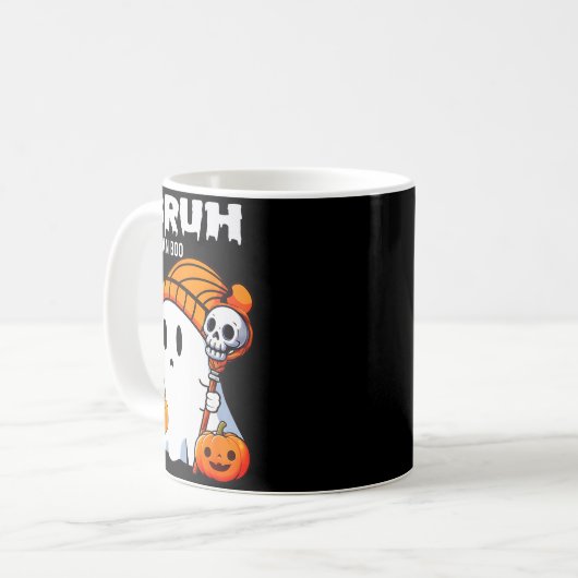 Halloween Bruh Ghost Boo Skull Pumpkin Boys Kids M Kaffeetasse (Vorderseite Links)