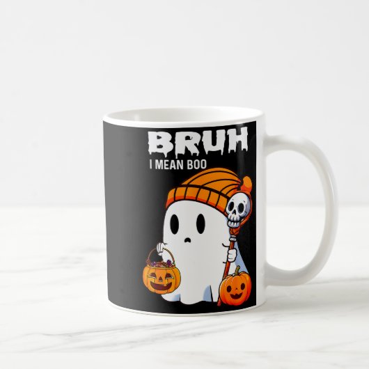 Halloween Bruh Ghost Boo Skull Pumpkin Boys Kids M Kaffeetasse (Rechts)