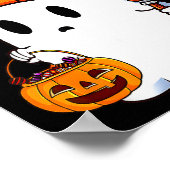 Halloween Bruh Ghost Boo Skull Pumpkin Boys Kids M Poster (Ecke)