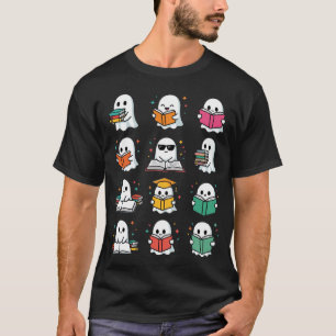 Halloween-Buch-Leseghost Kawaii-Bibliotheksdesign T-Shirt