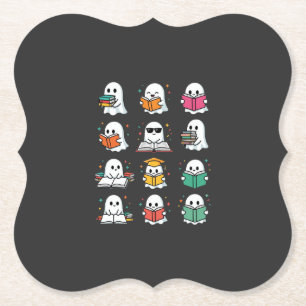 Halloween-Buch-Leseghost Kawaii-Bibliotheksdesign Untersetzer