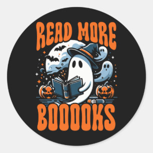 Halloween Buch Lover Ghost Boo Pub lesen Mehr Buch Runder Aufkleber