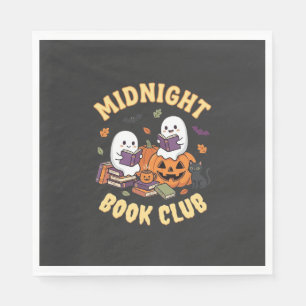 Halloween-Buchclub-Geist liest Kürbis-Design_1 Serviette
