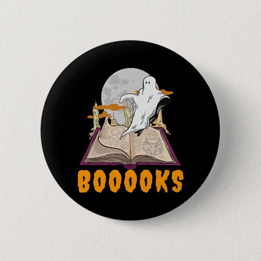 Halloween-Bücher. Ghost-Lesehalloween Button (Vorderseite)
