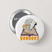 Halloween-Bücher. Ghost-Lesehalloween Button (Vorne & Hinten)