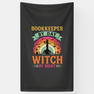 Halloween Buchhalter bei Tag Hexe bei Nacht Design Banner