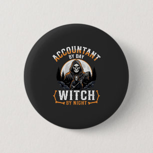 Halloween Buchhalter bei Tag Hexe bei Nacht Design Button