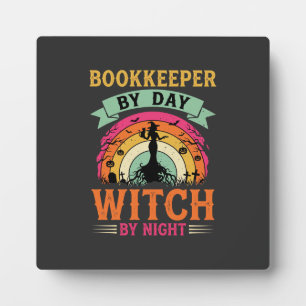 Halloween Buchhalter bei Tag Hexe bei Nacht Design Fotoplatte