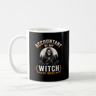 Halloween Buchhalter bei Tag Hexe bei Nacht Design Kaffeetasse