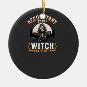 Halloween Buchhalter bei Tag Hexe bei Nacht Design Keramik Ornament