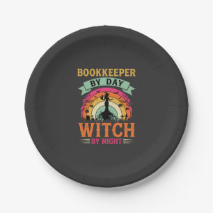 Halloween Buchhalter bei Tag Hexe bei Nacht Design Pappteller