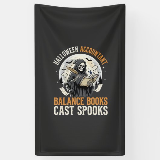 Halloween-Buchhalter in der Dunkelheit Banner (Vertikal)