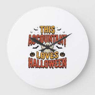 Halloween-Buchhalter Vintage-Geist-Shirt-Design_1 Große Wanduhr