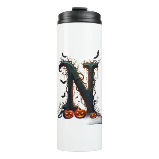 Halloween Buchstabe N Einzelne Träne Thermosbecher (Vorderseite)