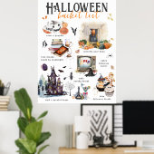 Halloween Bucket List | Watercolor Illustrations Poster (Heimbüro)