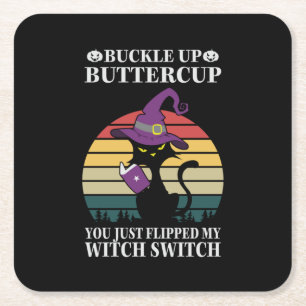 Halloween Buckle Up Butter Cup Birthday Rechteckiger Pappuntersetzer