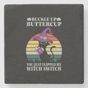 Halloween Buckle Up Butter Cup Birthday Steinuntersetzer