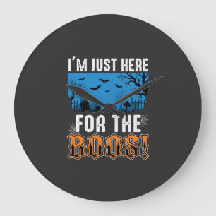 Halloween Buh-Geist-Friedhofs-Vektordesign_1 Große Wanduhr