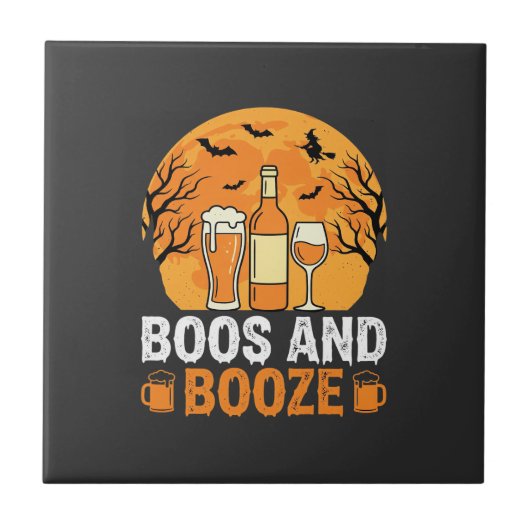 Halloween Buh und Schnaps Trinkparty Design Fliese (Vorderseite)