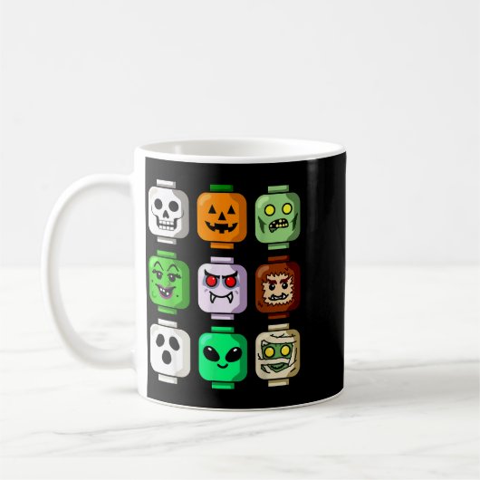 Halloween Building Brick Head Pumpkin Ghost Zombie Kaffeetasse (Links)