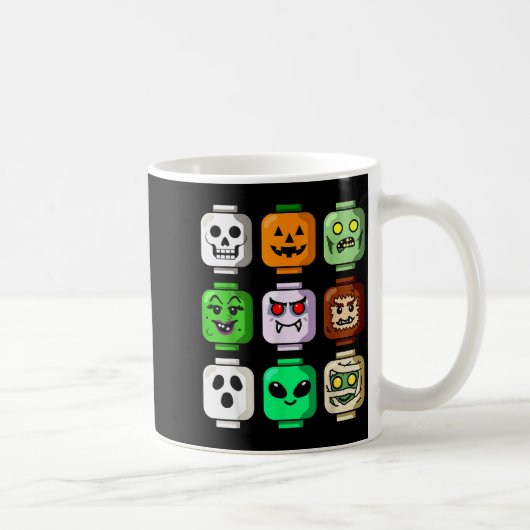 Halloween Building Brick Head Pumpkin Ghost Zombie Kaffeetasse (Rechts)
