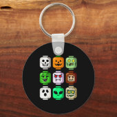 Halloween Building Brick Head Pumpkin Ghost Zombie Schlüsselanhänger (Vorderseite)