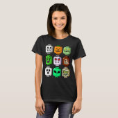 Halloween Building Brick Head Pumpkin Ghost Zombie T-Shirt (Vorne ganz)