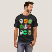 Halloween Building Brick Head Pumpkin Ghost Zombie T-Shirt (Vorne ganz)